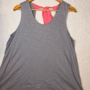 NWT! Matilda Jane Gray Tank Top with Pink Back Tie Accent Size XL